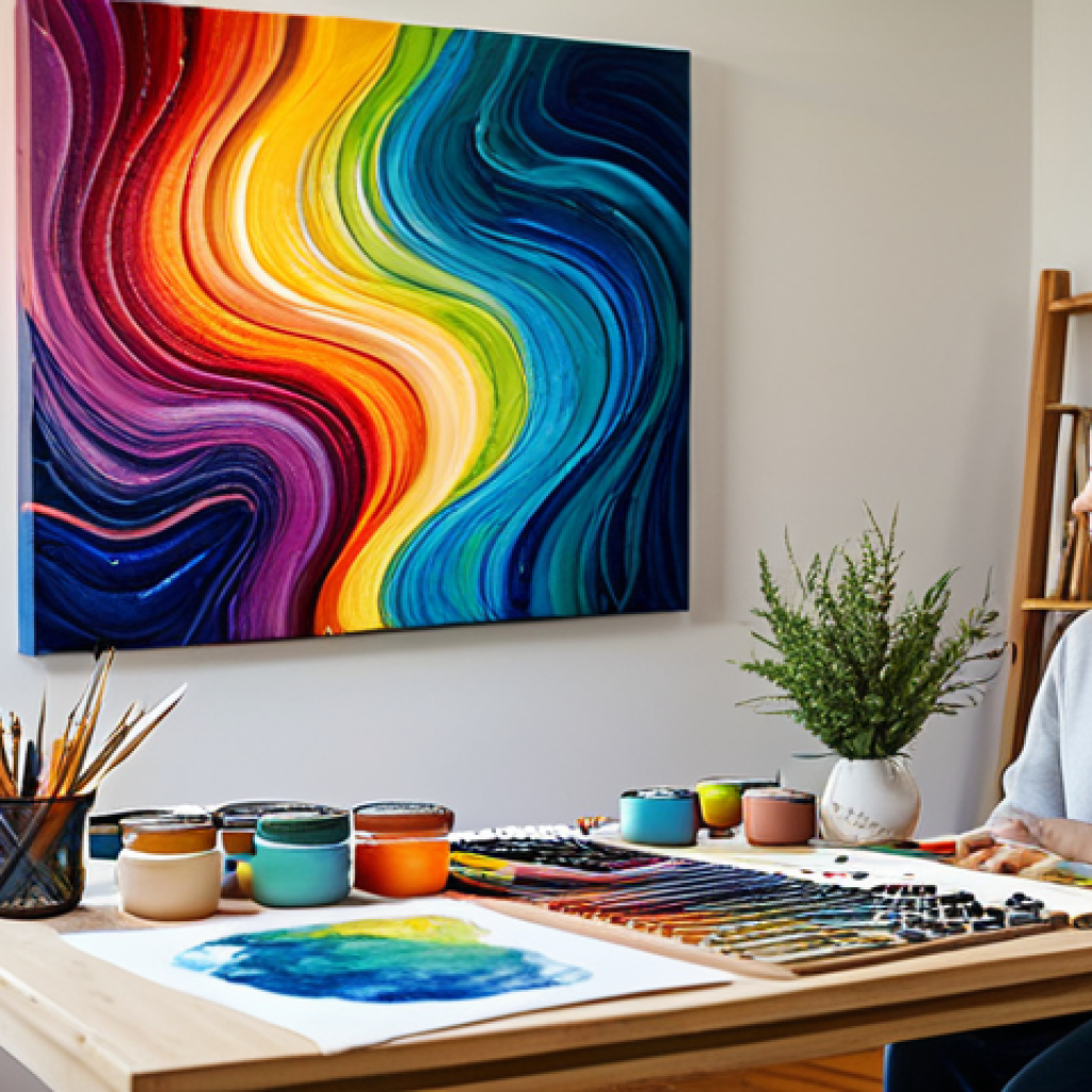 명상적 여행과 아트 테라피의 연결 - Intuitive Painting**
"Abstract painting in vibrant colors, reflecting inner peace and self-discover...