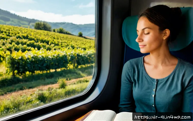 명상적 여행을 위한 새로운 시도 - Photorealistic solo traveler beginning a meditative journey on a quiet regional train through the Fr...